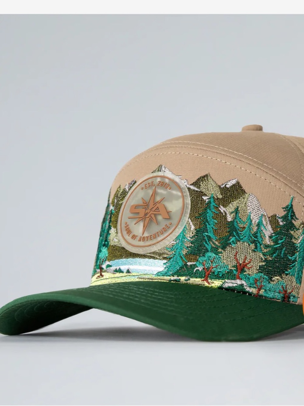 Performance Snapback Cap - Tan & Green